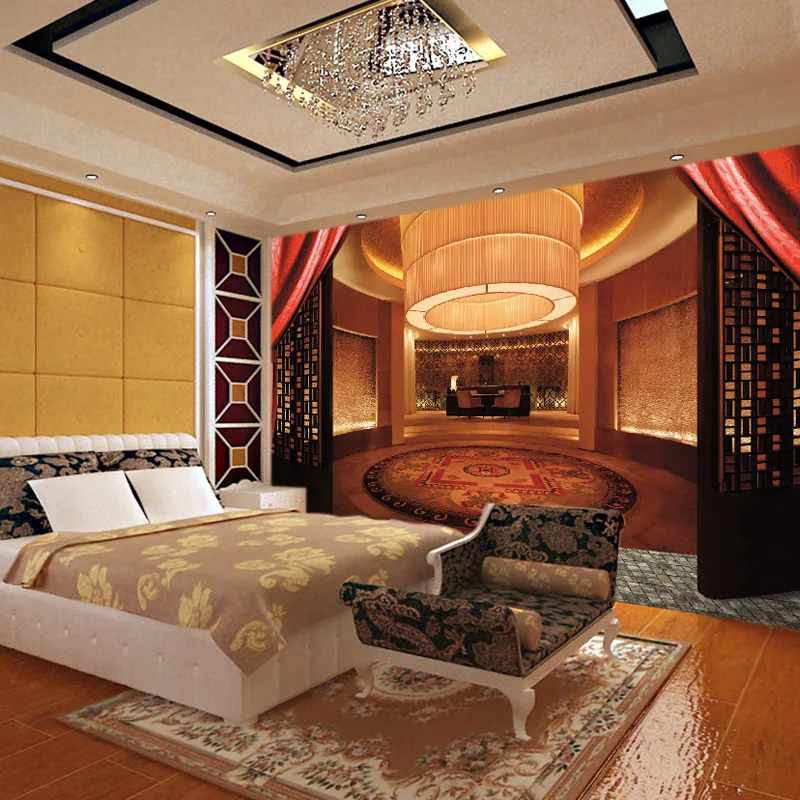 Custom spatial elements of the new Chinese luxury bedroom space extending non woven 3D