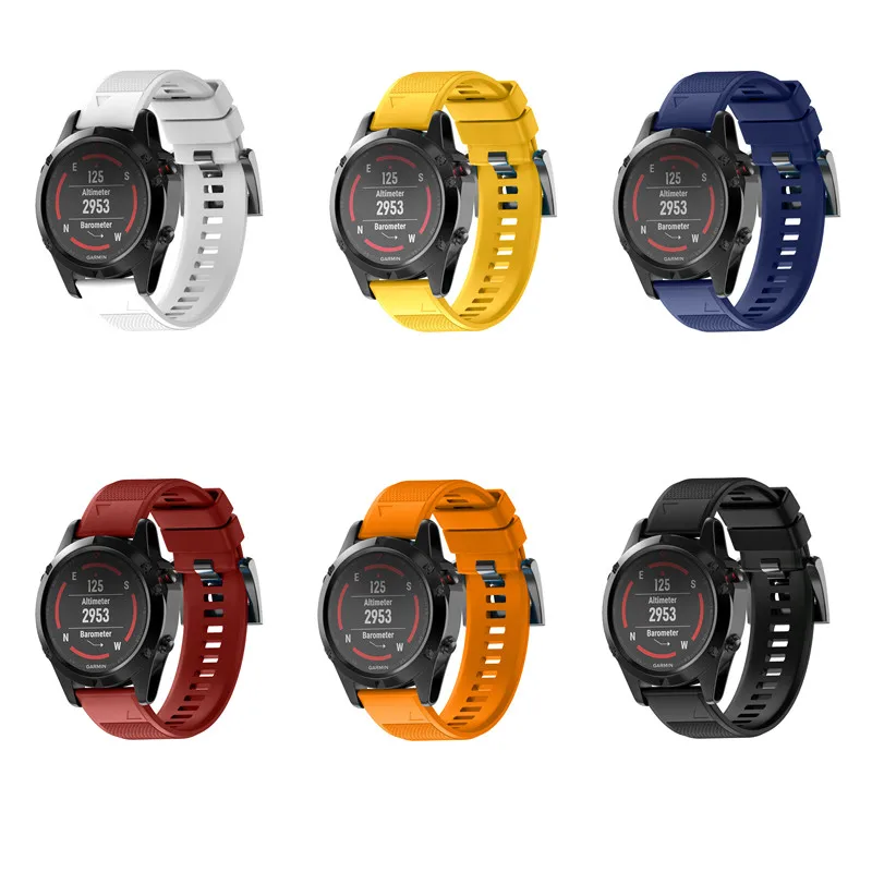 ASHEI Ремешки для наручных часов Garmin Fenix 5 Band Easy Fit 22 мм ширина открытый спортивный мягкий силиконовый ремешок для часов для Garmin Fenix 5 полос