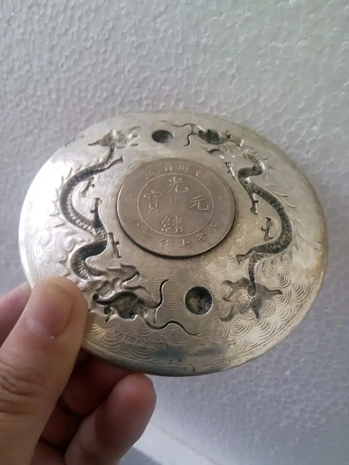 Collectible Decorate Old Handwork Tibet Silver Carved China 12 Zodiac Coin Plate