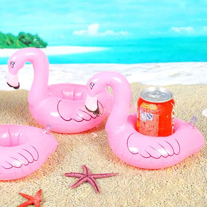 

6pcs Mini Baby Inflatable Flamingo Drink Cup Can Holder Pool Floats Summer Swimming Party Ring Adults Kids Fun Buoy Water Toys