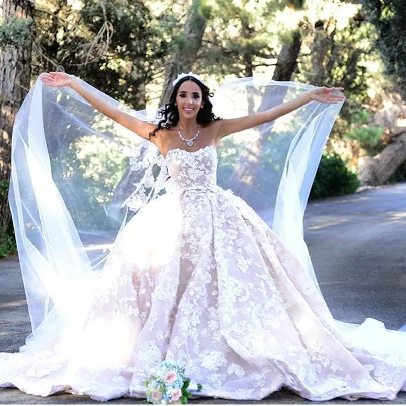 Handmade Flowers Peplum Wedding Dresses-1