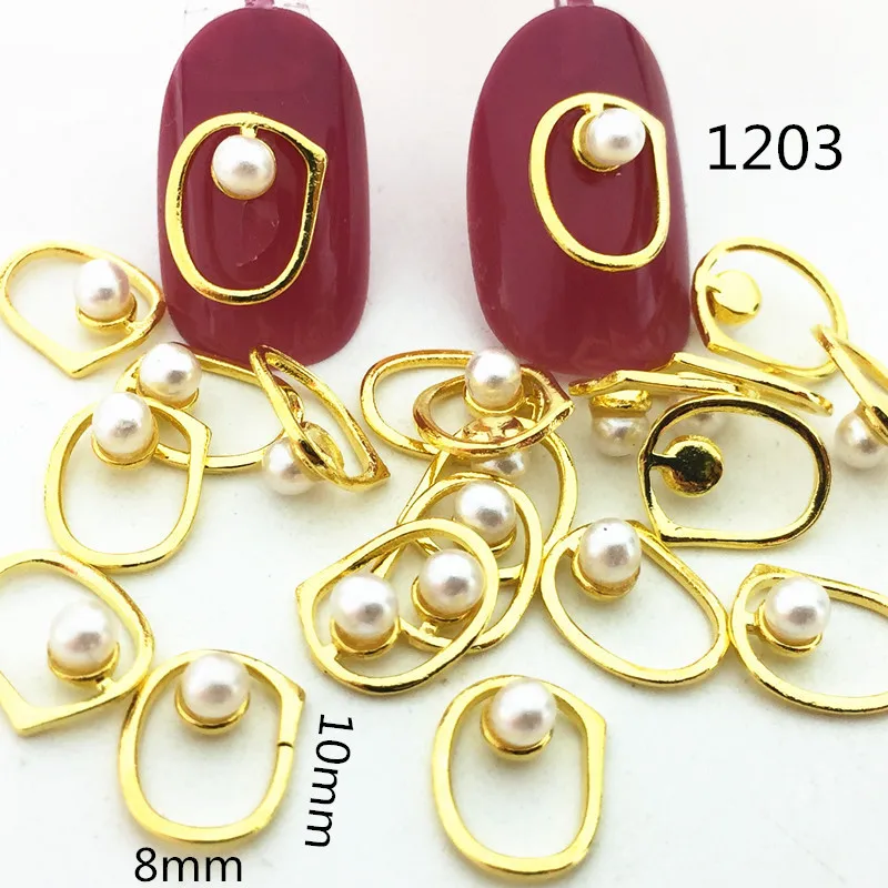 

20pcs/pack Japan 3D Nail Art Decorations Metal Fancy Style with Pearl Nail Accessories Nail Parts DIY Charm Supplies for Nails