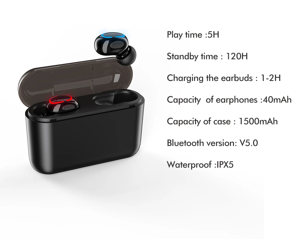 ROCK Bluetooth 5,0 наушники HBQ TWS Беспроводные спортивные наушники с громкой связью 3D стерео игровая гарнитура с микрофоном 1500 мАч зарядная коробка