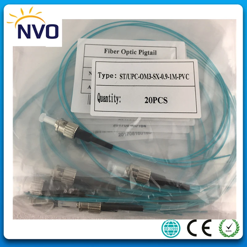 50 шт./лот ST/UPC Волоконно оптический Pigtail Simplex OM3 150 мм 0 9 1 метр ПВХ куртка Мульти