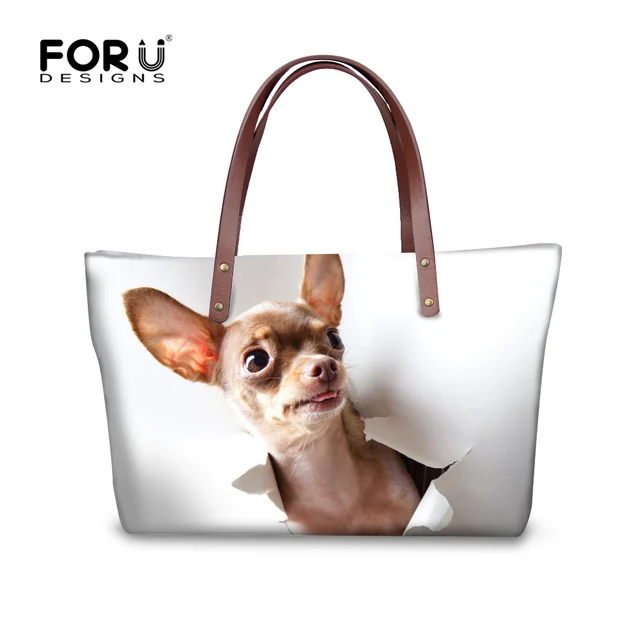 Forudesigns Cute Animal Chihuahua Print Women Handbags Large Tote Forudesigns Cute Animal Chihuahua Print Women Handbags Large Tote Bags For Las Female Vintage Messenger