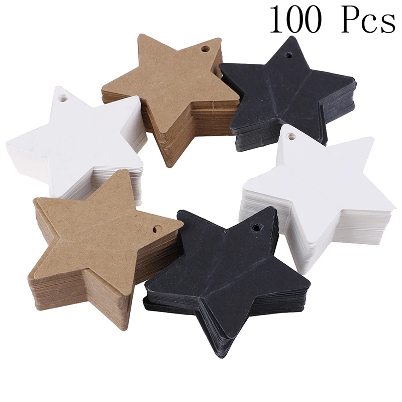 

100pcs/lot 2.36inch Star Kraft Paper Gift Hang Tags Bookmark Label Price Tags For Clothing Packaging Labels