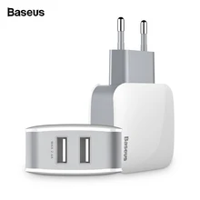Baseus Dual USB зарядное устройство 2.4A Быстрая зарядка дорожное настенное зарядное устройство адаптер EU US Plug зарядное устройство для мобильного телефона для iPhone samsung планшета
