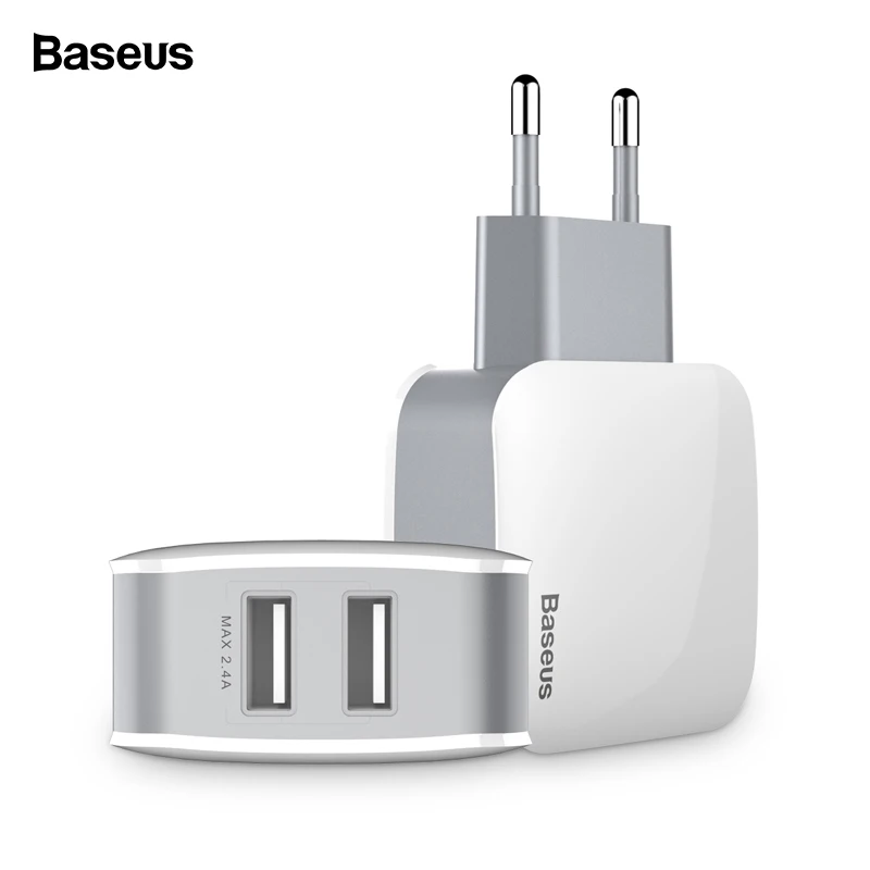 

Baseus Dual USB Charger 2.4A Fast Charging Travel Wall Charger Adapter EU US Plug Mobile Phone Charger For iPhone Samsung Tablet