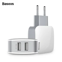 Baseus Dual USB Charger 2.4A Fast Charging Travel Wall Charger Adapter EU US Plug Mobile Phone Charger For iPhone Samsung Tablet