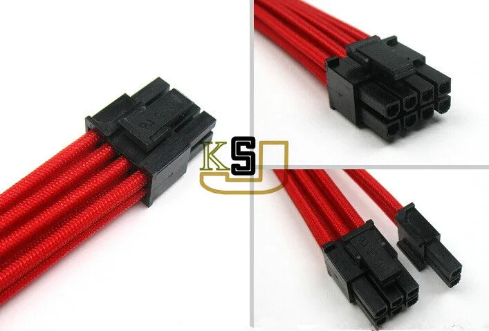Premium Sleeved UL 1007 18AWG GPU 8 Pin to 6+2 Pin PCI E Power Extension Cable Red-in Computer