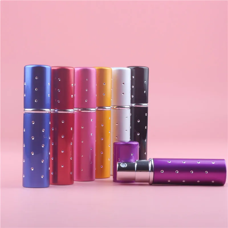 

5ML Mini Portable For Traveler Aluminum Refillable Perfume Bottle With Spray&Empty Cosmetic Containers With Atomizer Hot Sale