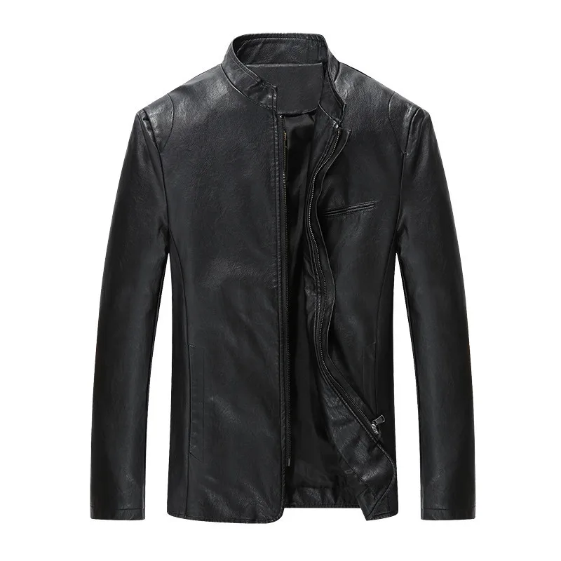 

2018 Men'S Leather Jacket Autumn Winter Jacket Plus Size Plus Pure Color Simple Men'S Pu Leather Jacket Fashion Male Coat