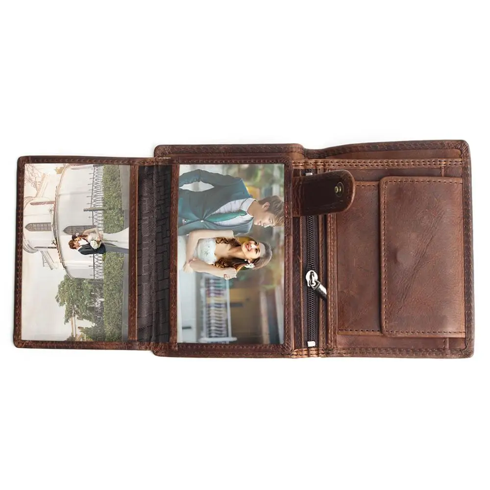 Vintage Designer 100% Genuine Carteiras Masculinas Cowhide Leather Men Short Wallet Purse Card Hold