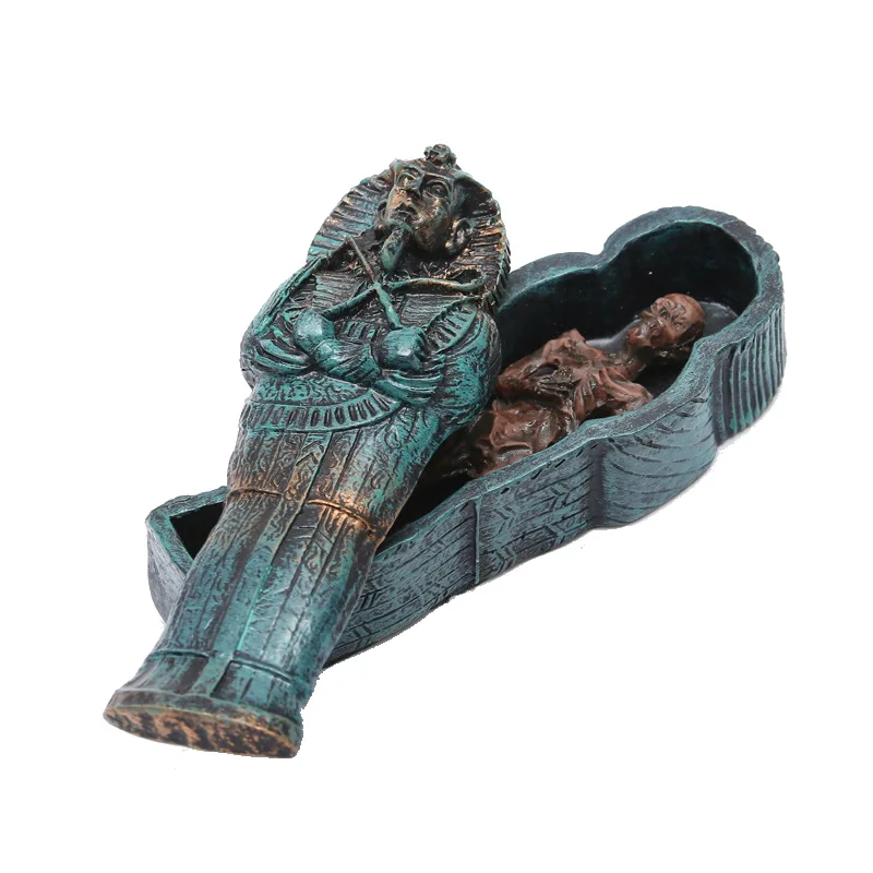 

New Resin Figurine Egyptian Mummy In Coffin Home Office Desk Decor Fish Tank Ornament Halloween Party Decoration Dropshipping