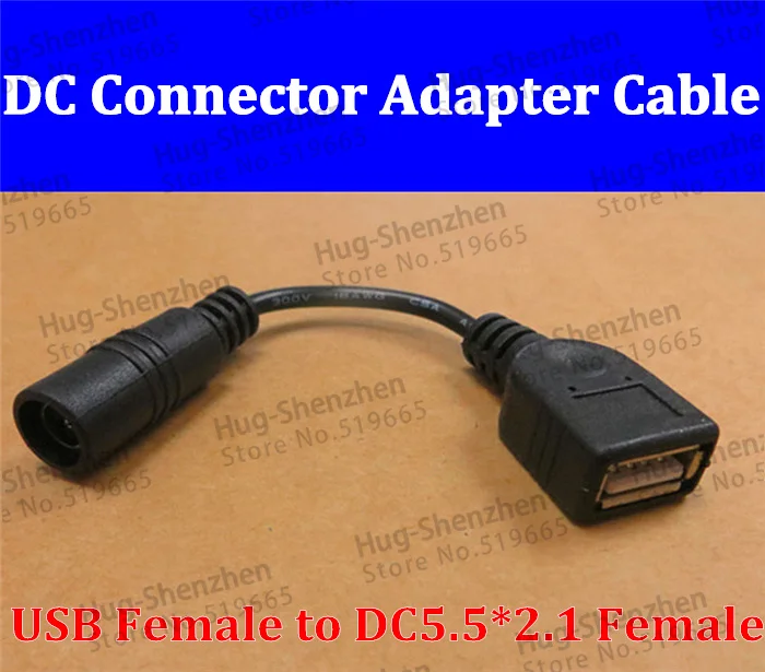 50pcs-dc-power-adapter-55-21-female-to-usb-female-adapter-with-black-cable