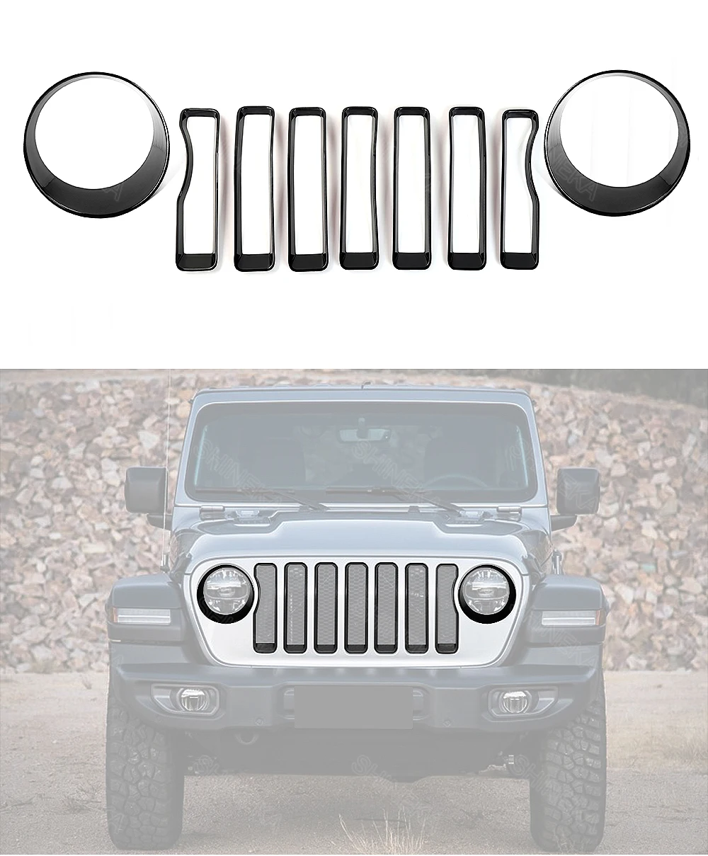 SHINEKA гоночные грили для Jeep Wrangler JL 9 шт. передние грили вставки планки решетка кольца фары крышка защита абсолютно