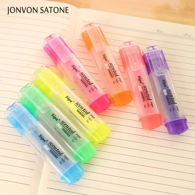 

Jonvon Satone 7 Color Set Highlighter Bright Pen With Fragrance Color Marker Pen Korean Creative Stationery Student Markers Pen