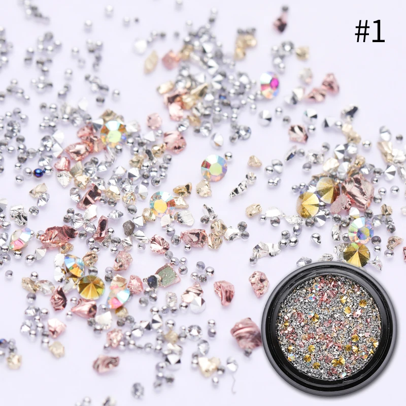 

1 Box Nail Rhinestones Studs Beads for DIY Decors Colorful Shiny Mixed Size 3D Nail Art Decorations Manicure Nail Art