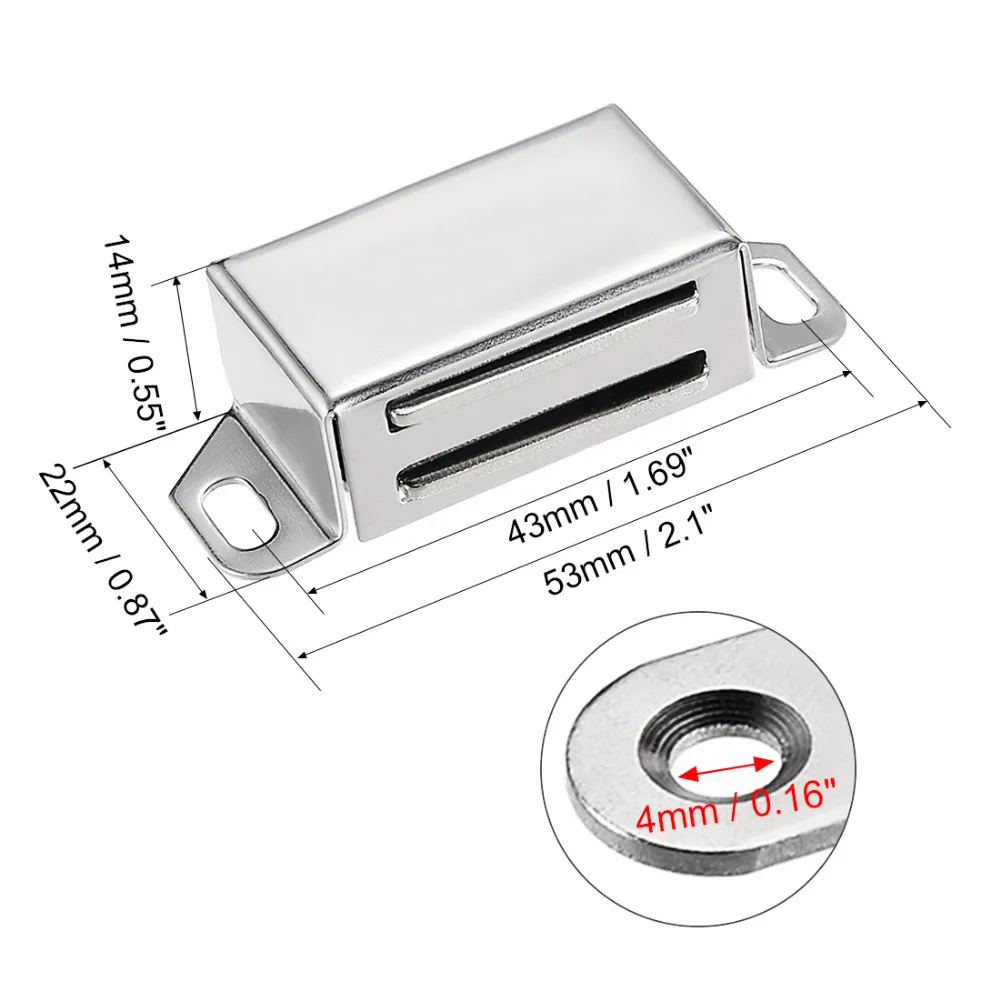 Uxcell 2 шт. дверный шкаф из нержавеющей стали магнитный Catch домашний мебельный магнит замок двери 46 мм 53 мм новое поступление