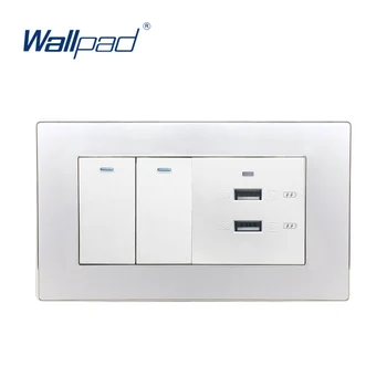 

2 Gang 2 Way And 2 USB Socket USB Fast Charger Wallpad Luxury Wall Light Switch Acrylic Panel For Iphone Android 6*3