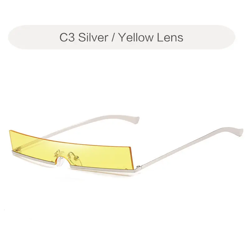 YOOSKE трендовые солнцезащитные очки без оправы для женщин и мужчин, маленькие квадратные металлические солнцезащитные очки, роскошные фирменные индивидуальные очки, ретро очки с защитой от ультрафиолета - Цвет линз: Цвет: желтый