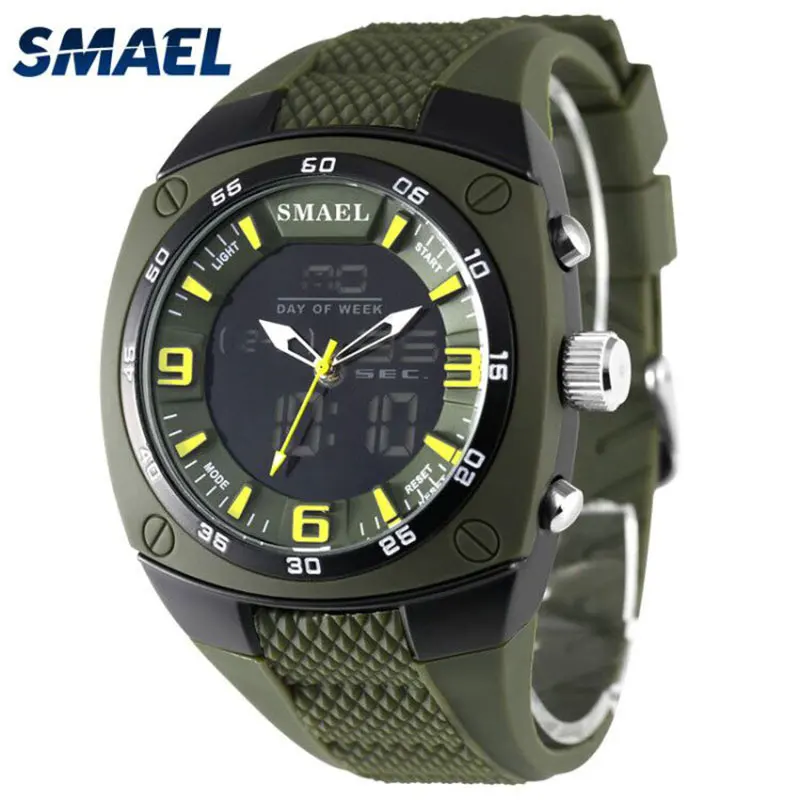 SMAEL Alloy Metal Watch Men Luxury Brand Sport Watches Silicone Quartz 