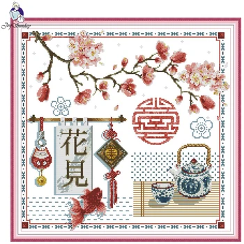 

Joy Sunday,Culture,cross stitch embroidery set,11CT or 14CT printing cloth embroidery kit,Flower pattern counted cross stitch