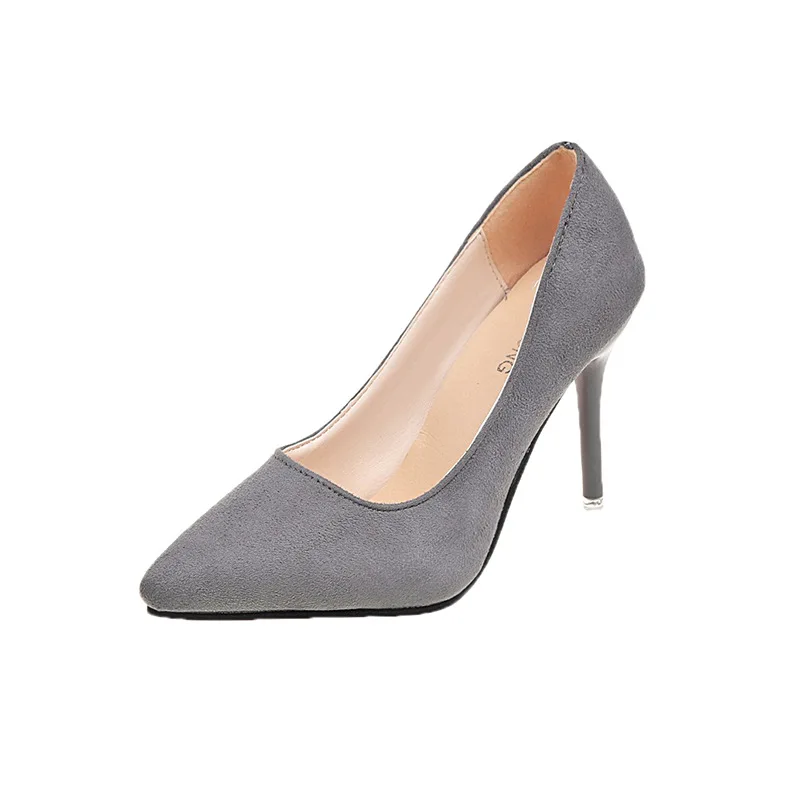 

2018 autumn high-heeled shoes Korean version of the matte stiletto pointed low-cut single shoes women's shoes gray ljj 1114