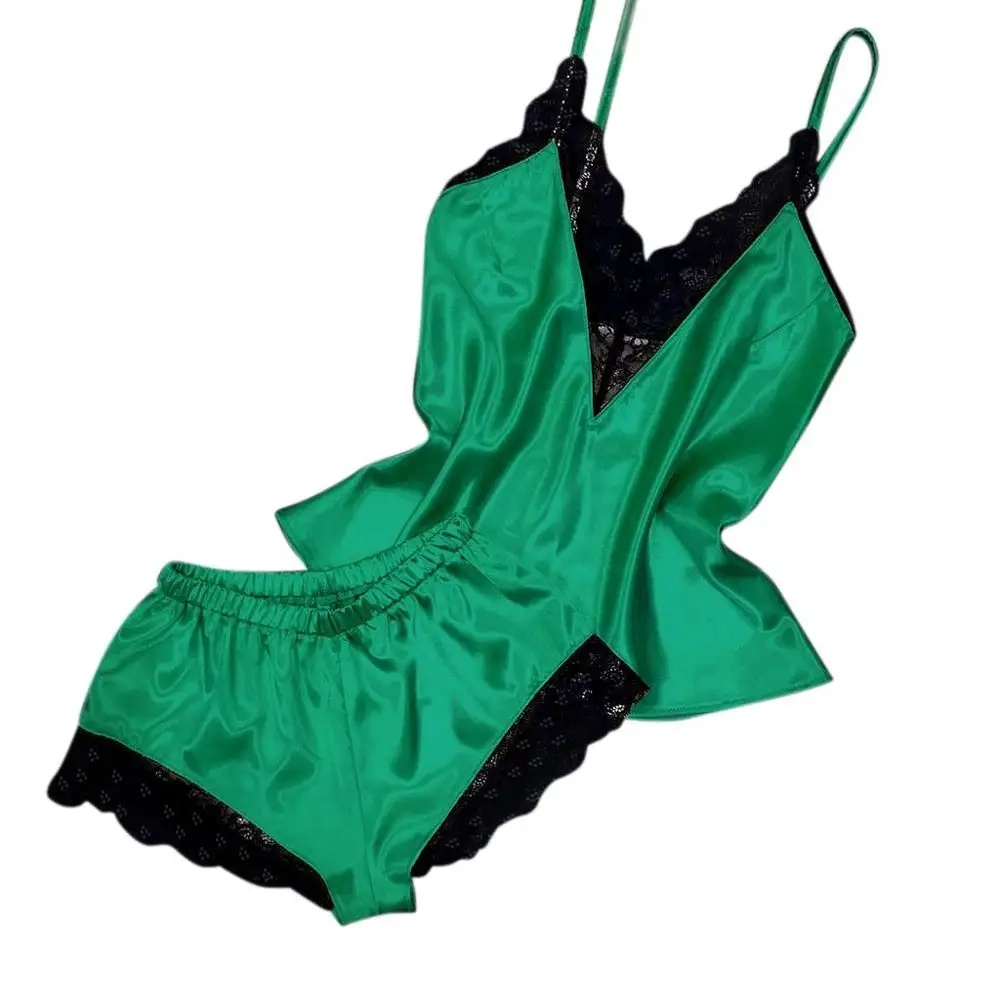 Сексуальное женское кружевное ночное белье, комплект из 2 предметов, кружевное белье, ночная рубашка, ночная рубашка, комплект нижнего белья, атласная Удобная Пижама BB3 - Цвет: A