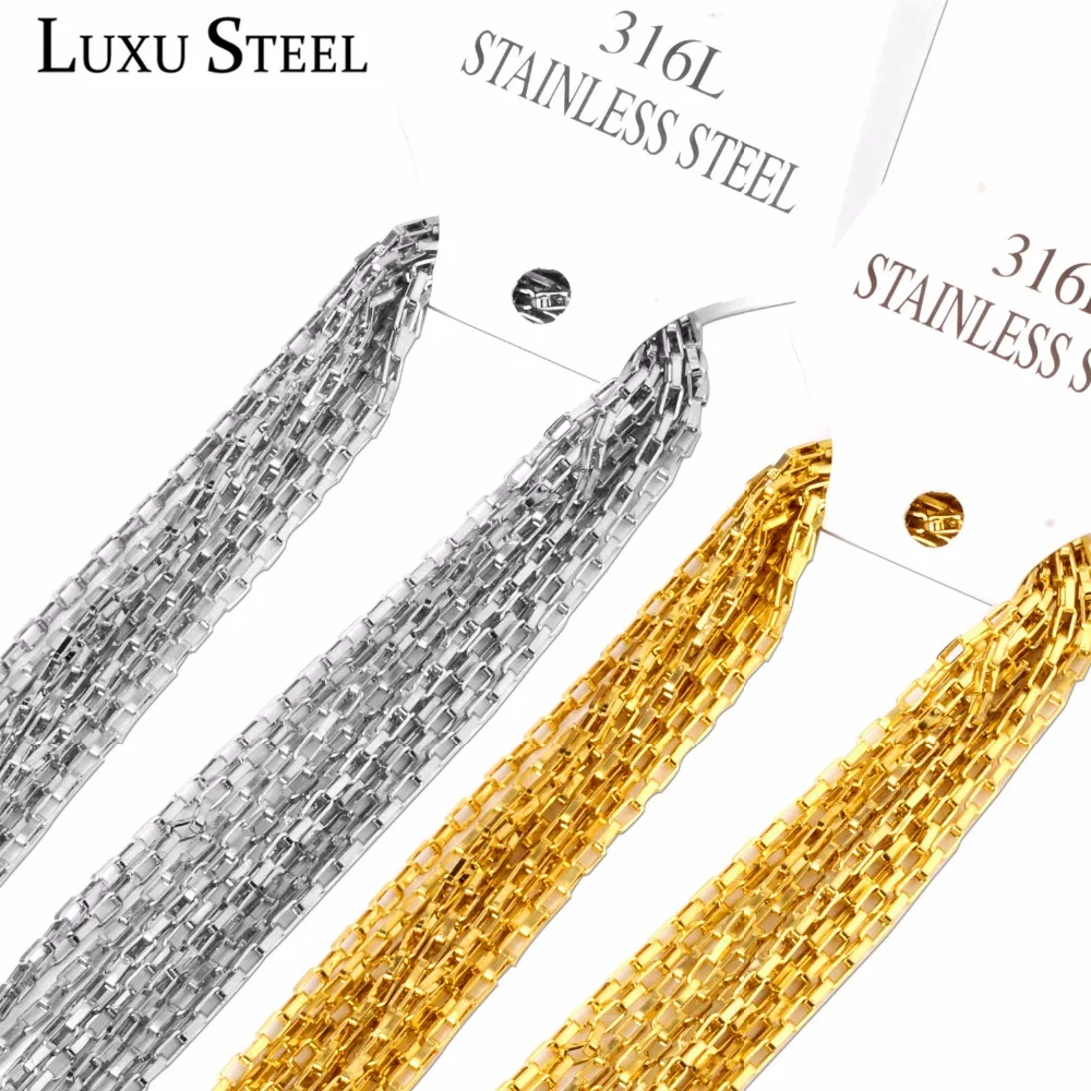 Цепь LUXUSTEEL для мужчин и женщин длинное ожерелье из нержавеющей стали с