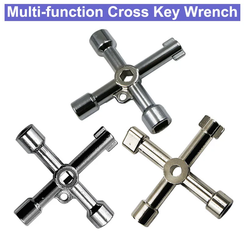 

URANN 1pcs Multifunction Cross Key Wrench Universal Square Triangle Train Electric control cabinet elevator water meter valve