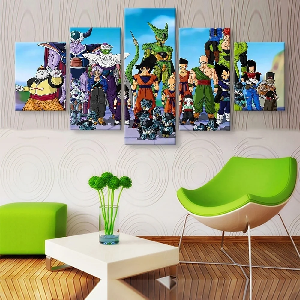

Hd Prints Painting Modular 5 Panel Anime Dragon Ball Pictures Canvas Wall Art Home Decor Modern for Bedside Background Poster