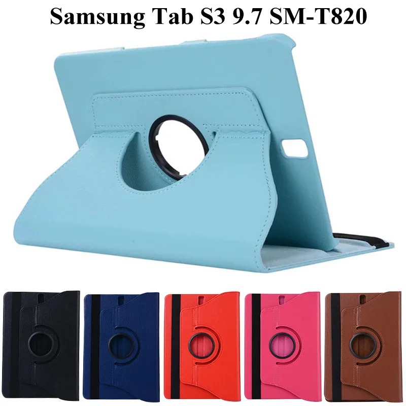 

360 Rotating Flip Stand Smart PU Leather Case for Samsung Galaxy Tab S3 s3 9.7 SM-T820/T825/T829 9.7 inch Tablet case+Film+Pen