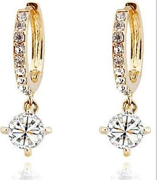 

SHUANGR Charm Brincos Geometric Round Crystal Hoop Earrings Gold Color Zircon Pendant Earrings Pendiente Earrings For Women