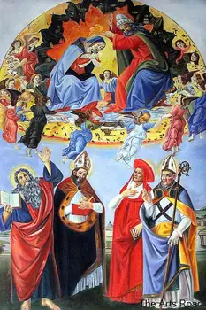 

The Coronation of the Virgin (Altarpiece of St. Mark) by Sandro Botticelli Canvas Oil Painting Hand Painted Wall Art