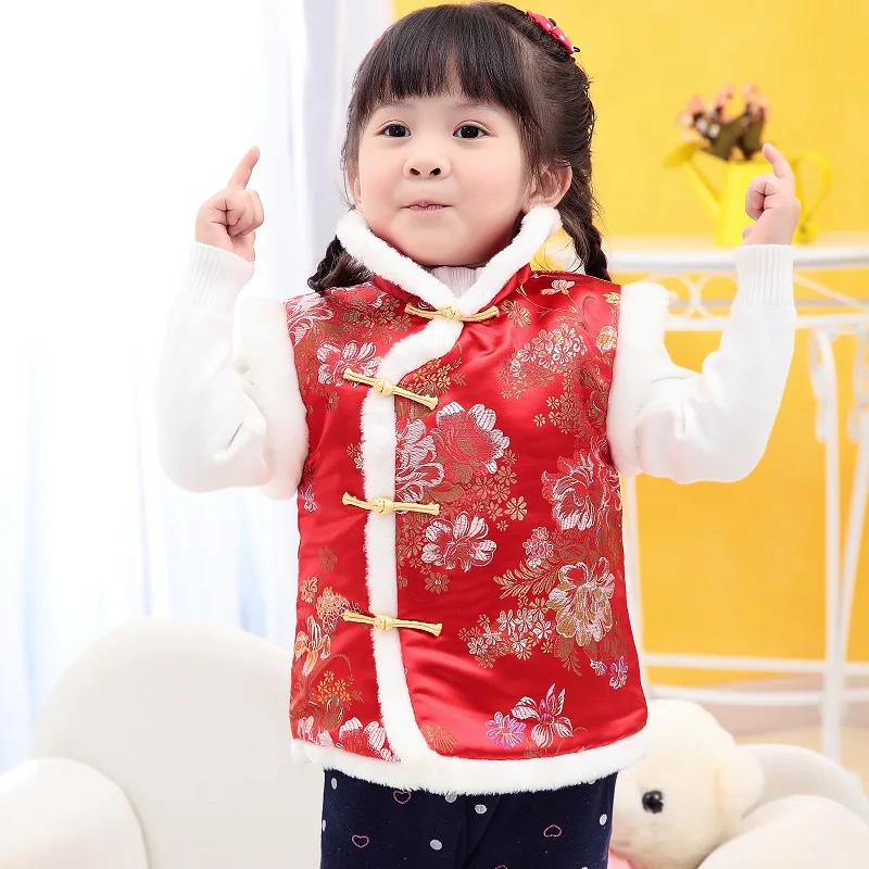 New Year Children's Costume Winter Baby Clothing Infant Baby Vest Kid Child Boy And Girl Chinese Style Cheongsam Qipao Costumes