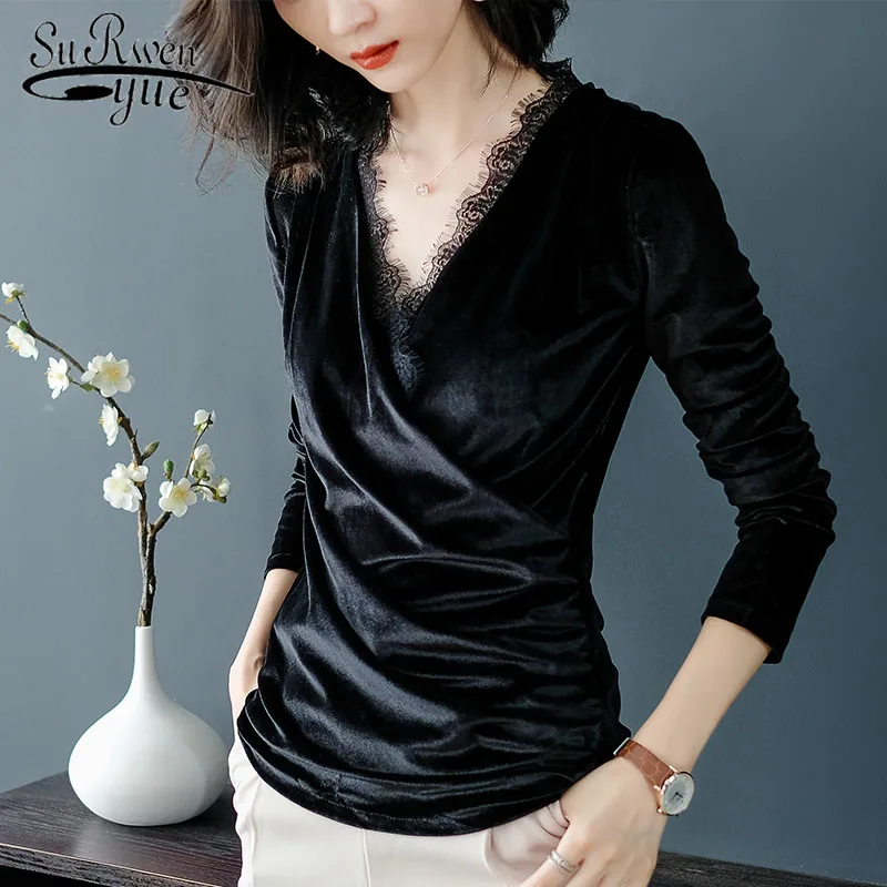 

2018 sexy V neck women shirts fashion long sleeves women tops and blouses elegangt female clothes blusa feminine blouse 1604 50