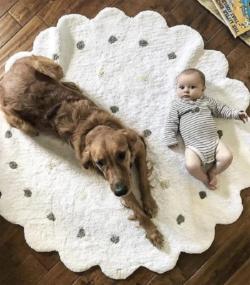 

Ins Nordic Dot Wavy Soft Cotton Baby Play Mats Preschool Nursery Carpet Photographic Studio Background Mat Home Decoration Rugs