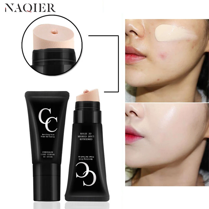 

NAQIER Sponge head BB&CC Cream Brighten Base Makeup Concealer Moisturizing Foundation Waterproof Face Cosmetics Concealer Stick