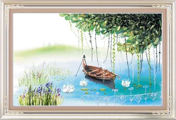 

DIY 3D Ribbon Embroidery cross stitch kits sets handmade needlework / Boat Decor Arts picture paintings