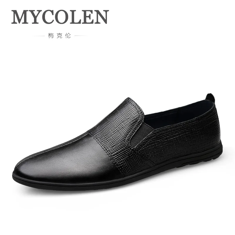 

MYCOLEN 2018 Men Genuine Shoes Fashion Slip On Shoes For Leather Men Loafers Luxury Brand Men Shoes Mens Loafers Leather