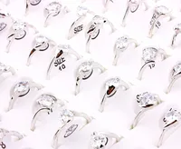 Wholesale Lots Job 20Pcs White Crystal Rhinestone Women Rings Engagement Wedding Party Gift Fashion Jewelry HOT 1