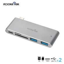 Rocketek Мульти usb type c 3,0 концентратор порт адаптер питания интерфейс сплиттер SD/TF кард-ридер для MacBook pro ПК Аксессуары для ноутбуков