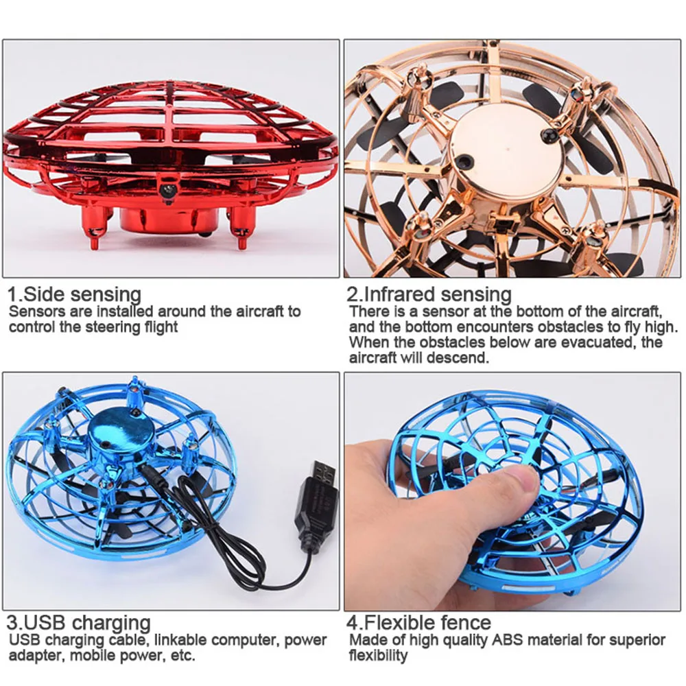 Мини НЛО Дрон анти-столкновения ручной вертолет Infraed индукционный Квадрокоптер обновления RC самолет мяч игрушки для детей