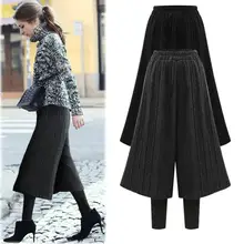 Осень зима элегантные женские широкие брюки теплые плиссированные бархатные повседневные свободные леггинсы размера плюс 6XL
