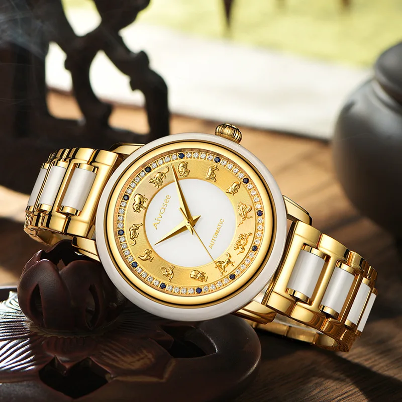 2019 новые парные часы женские часы деловые мужские часы Механические полые 12 зодиака выбивают креативный роскошный тренд женские часы