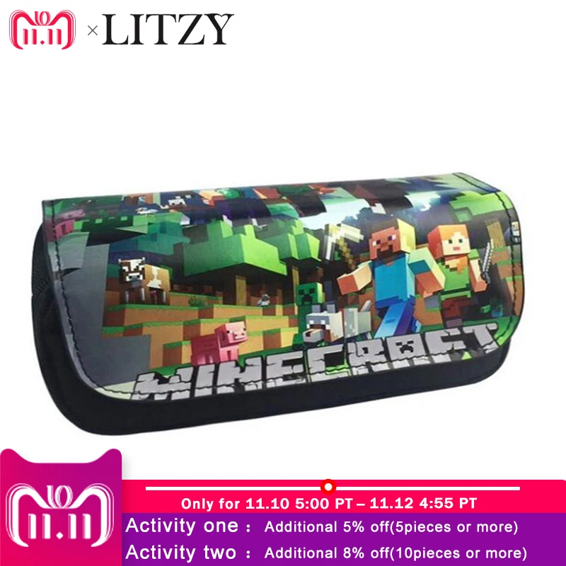 

Minecraft Pencil Case Multifunction School Pencil Bags Large Capacity Canvas Pen Box Cute School Supplies Bts Stationery Gift