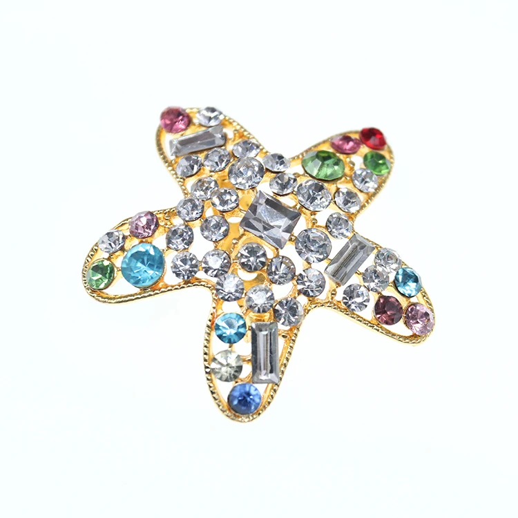 

wholesale 100pcs fashion/Fancy crystal acrylic wedding gold plated gift rhinestone starfish/star animal brooch pin nice gift