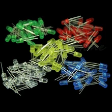 100 шт 5 мм светодиодный светильник рассеянный Ассорти сверхяркий светодиодный s 5 цветов Горячая Распродажа