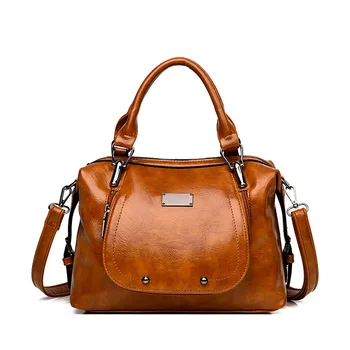 

Female Bag 2019 New Retro Oil Wax Leather Ladies Shoulder Bag Handbag Large Capacity Women Casual Small Tote Crossbody Bags